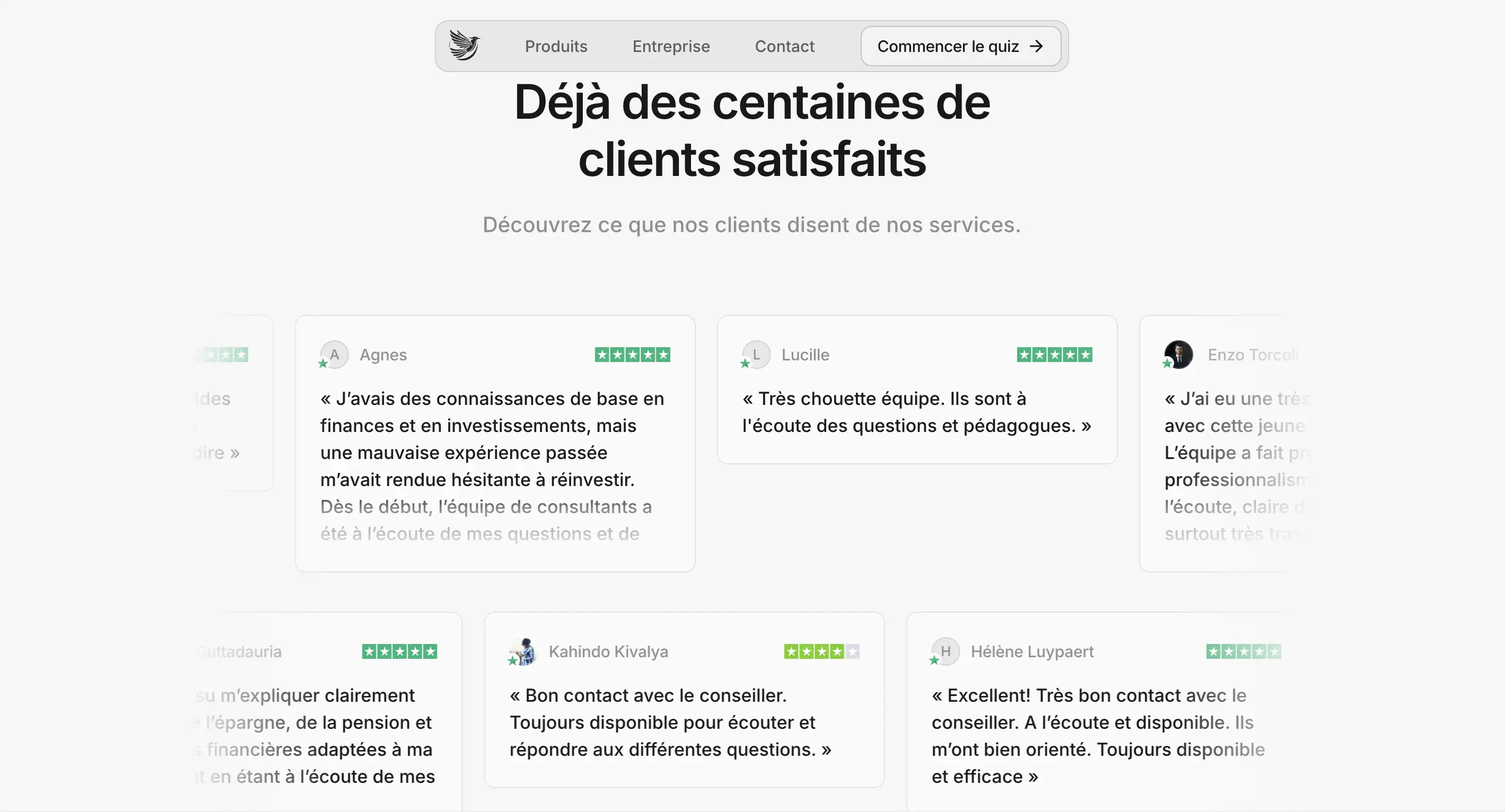 Marketing website social proof section