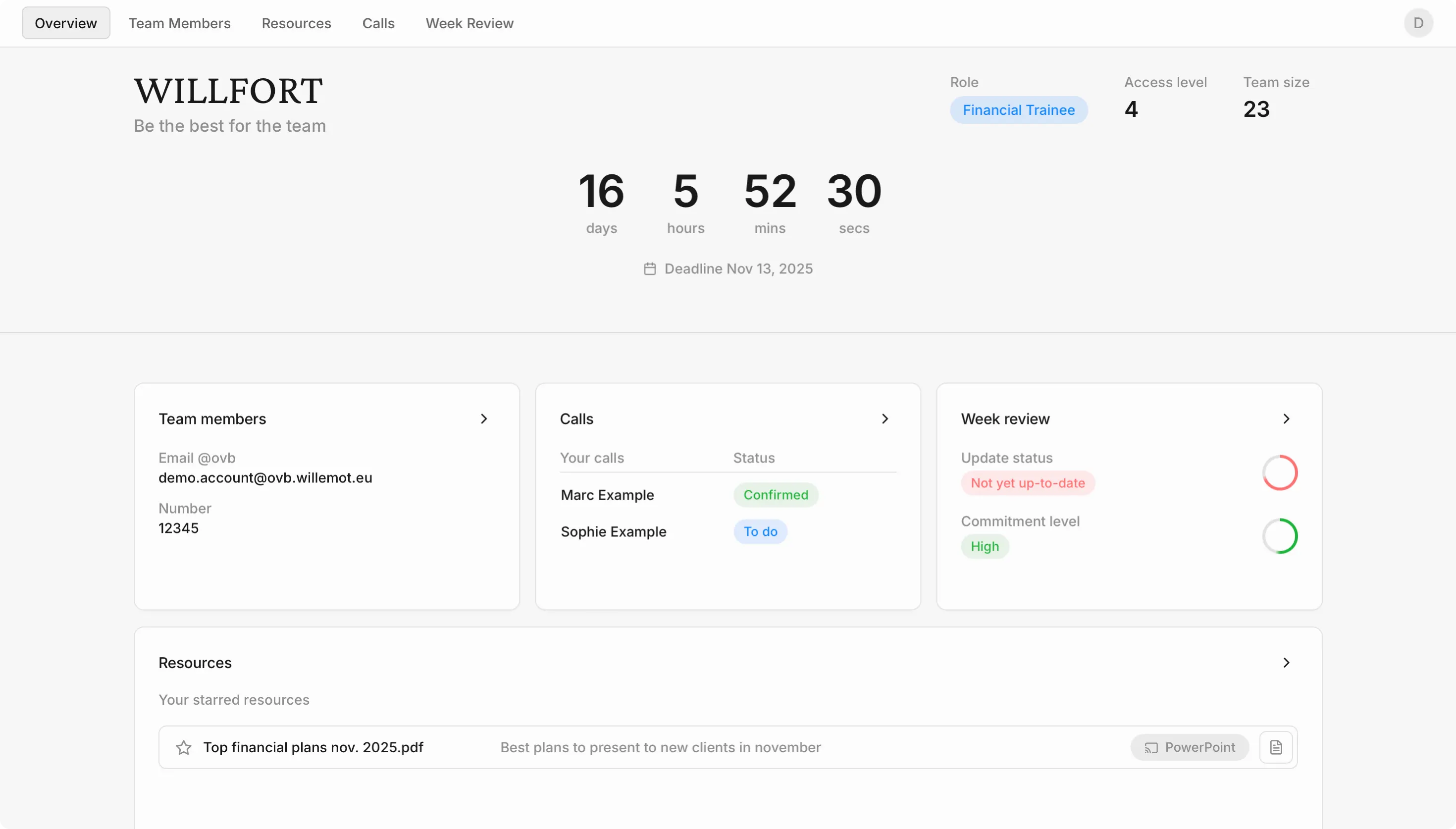 Web app dashboard